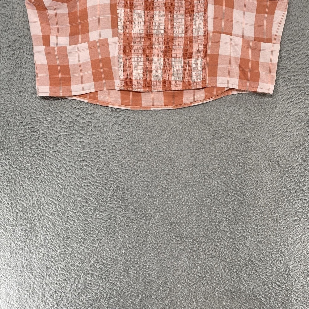 Torrid Crop Top Womens 3/3X Pink Plaid Smocked Back Plus Summer Gingham Tanktop - Picture 9 of 12